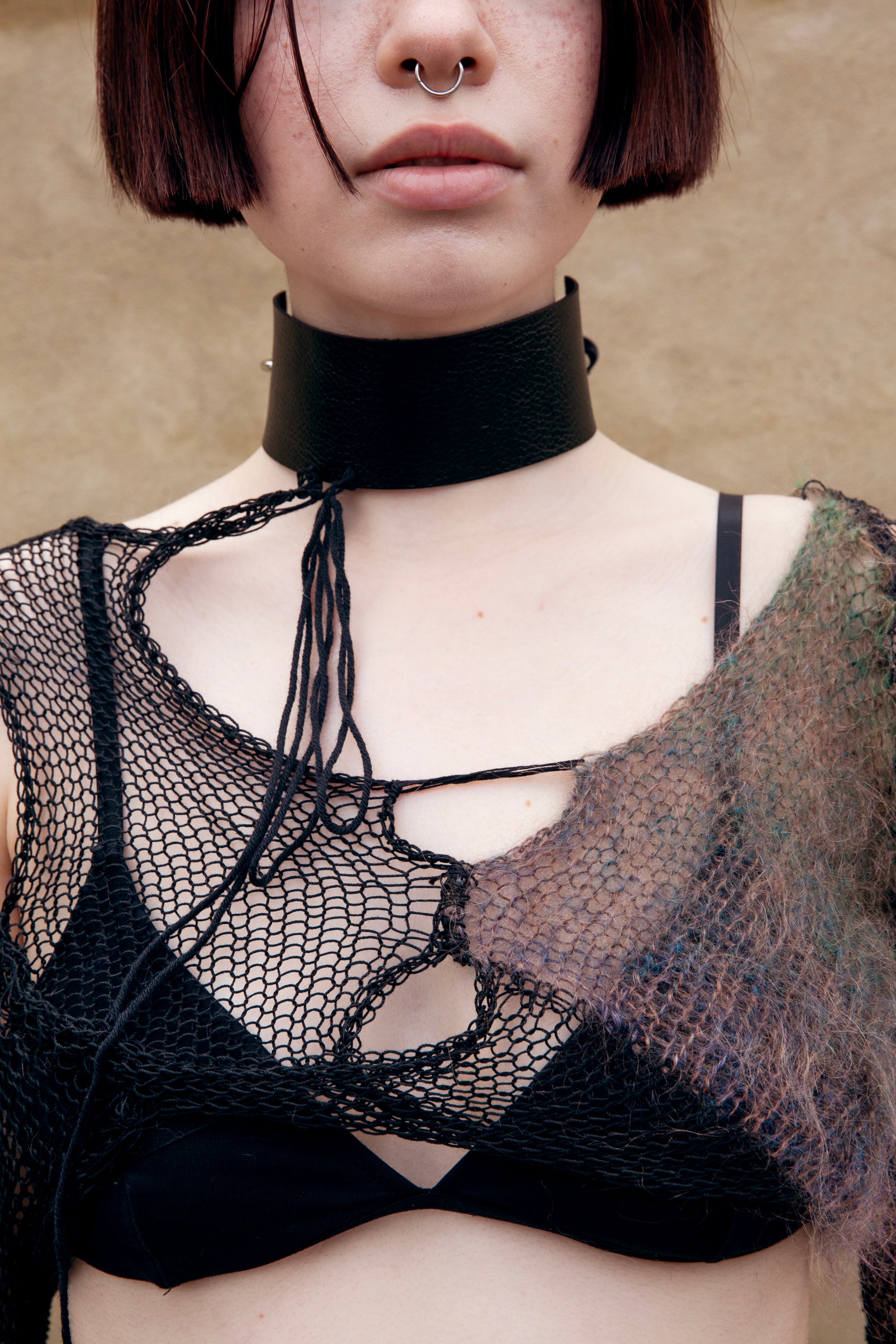 NO WAY BACK COTTON & MOHAIR NET TOP