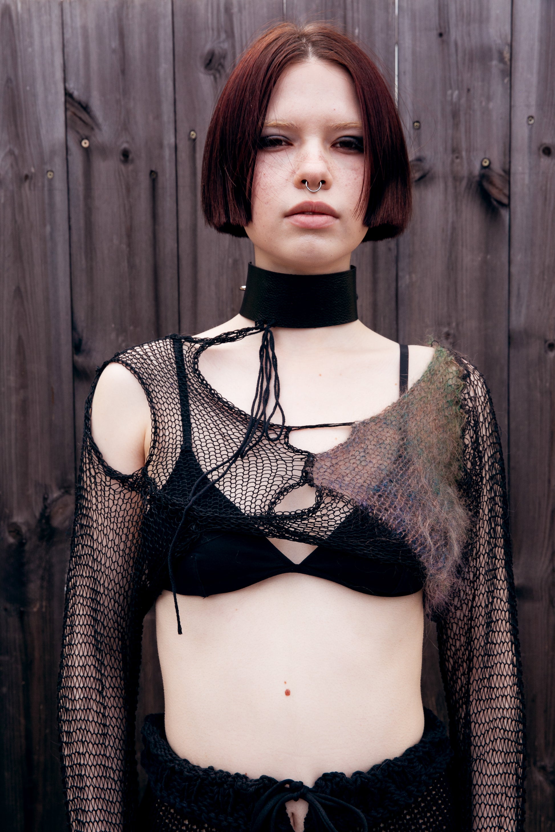 NO WAY BACK COTTON & MOHAIR NET TOP