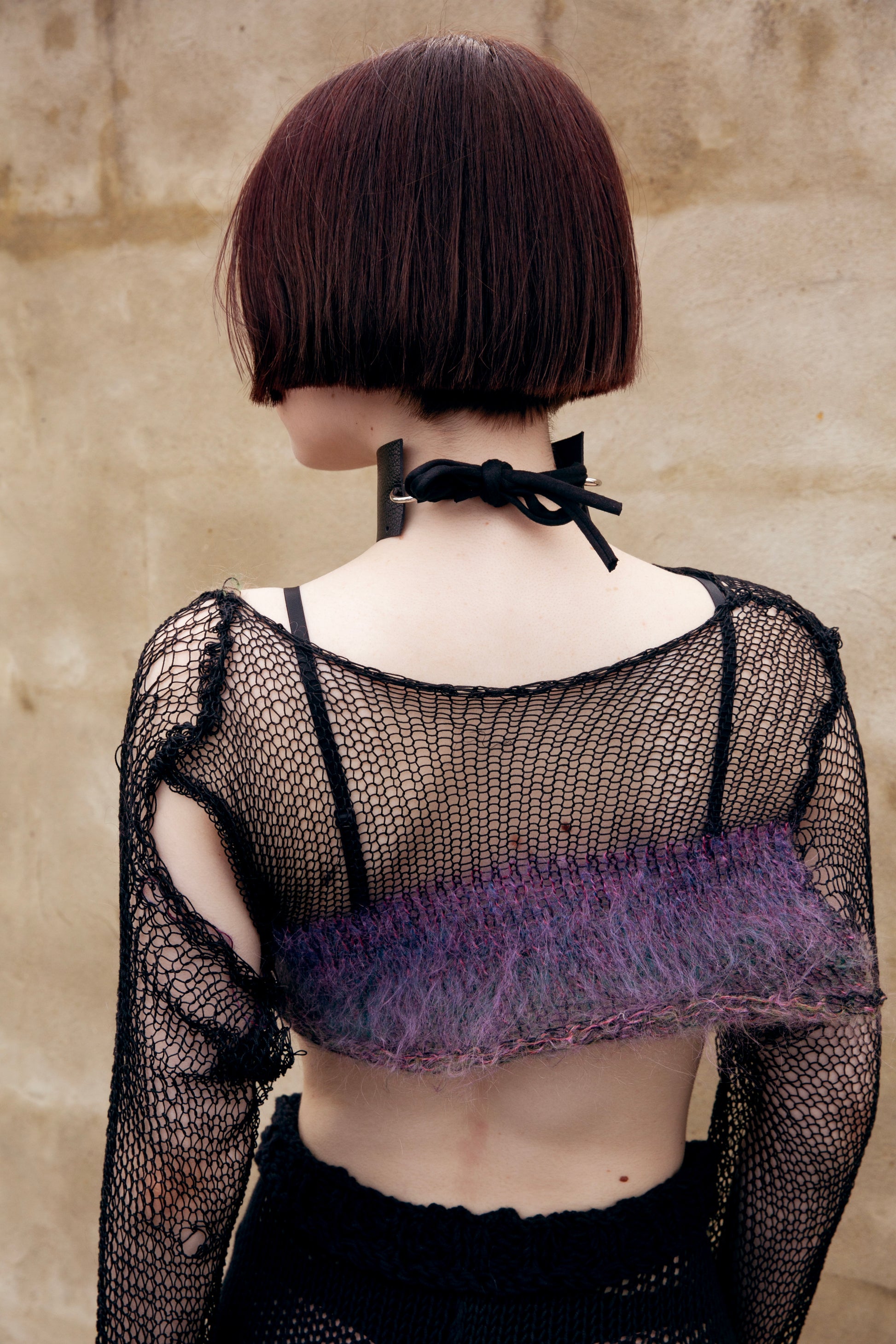 NO WAY BACK COTTON & MOHAIR NET TOP