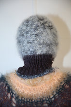 Load image into Gallery viewer, BLACK &amp; WHITE MELANGE WITH EYELASH TRIM PIERCING BALACLAVA
