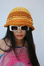 Load image into Gallery viewer, MUSTARD &amp; TAN COTTON CROCHET PIERCING HAT
