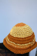 Load image into Gallery viewer, MUSTARD &amp; TAN COTTON CROCHET PIERCING HAT
