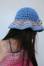 Load image into Gallery viewer, BLUE &amp; ORANGE PIERCING COTTON HAT (SILVER RINGS)
