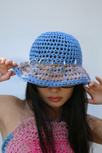 Load image into Gallery viewer, BLUE &amp; ORANGE PIERCING COTTON HAT (SILVER RINGS)
