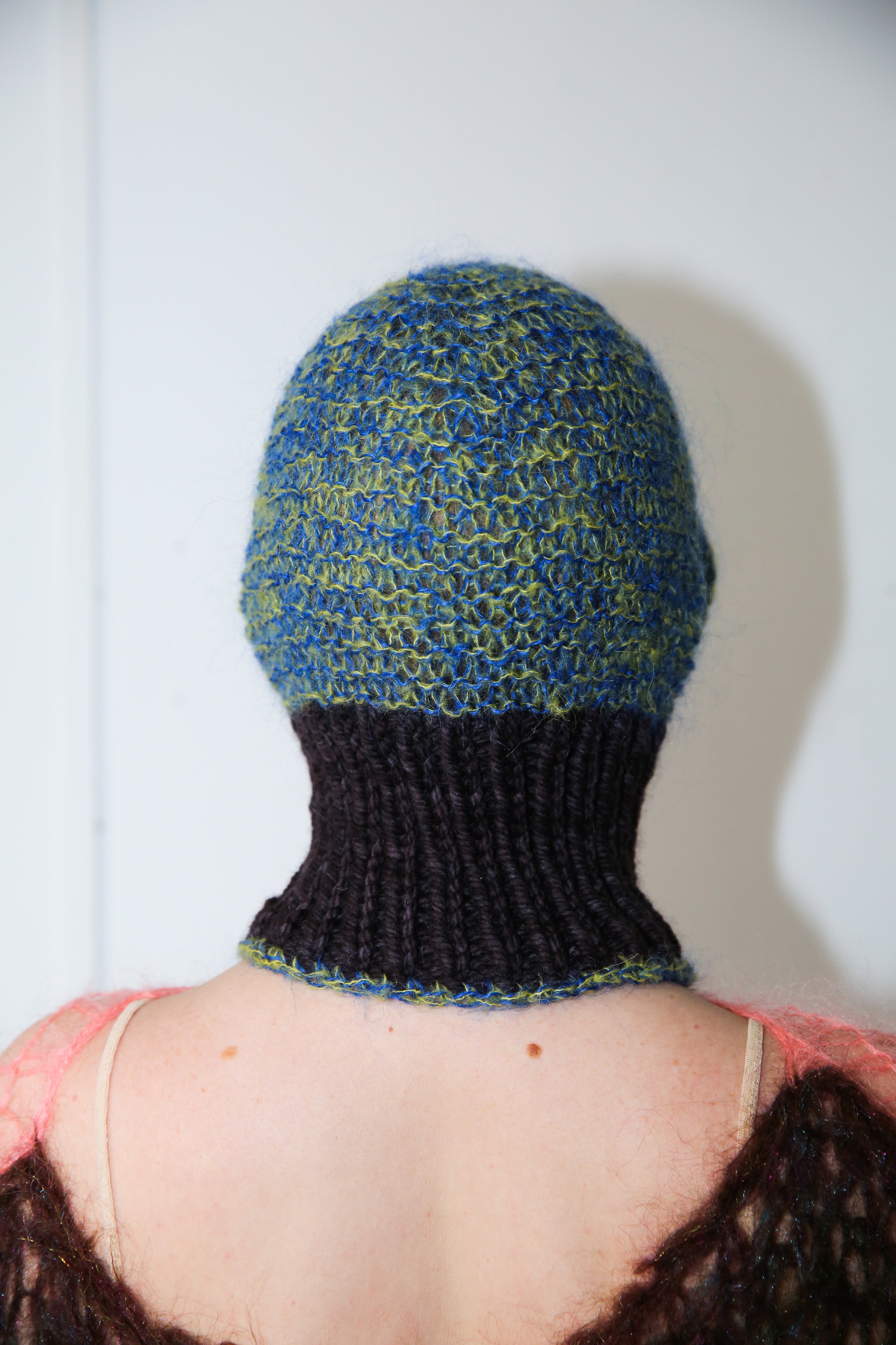 PURPLE-BROWN & COBALT BLUE-LIME GREEN MELANGE PIERCING BALACLAVA