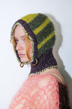 Load image into Gallery viewer, LIME GREEN, PURPLE BROWN &amp; GLITTERY FOREST PIERCING BALACLAVA
