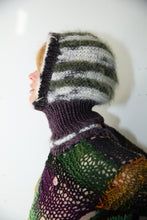 Load image into Gallery viewer, GLITTERY FOREST GREEN, IVORY-BLACK MELANGE &amp; PURPLE-BROWN PIERCING BALACLAVA
