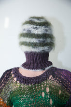 Load image into Gallery viewer, GLITTERY FOREST GREEN, IVORY-BLACK MELANGE &amp; PURPLE-BROWN PIERCING BALACLAVA
