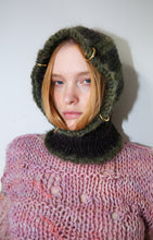 Load image into Gallery viewer, GLITTERY FOREST GREEN, BLACK &amp; PURPLE-BROWN PIERCING BALACLAVA
