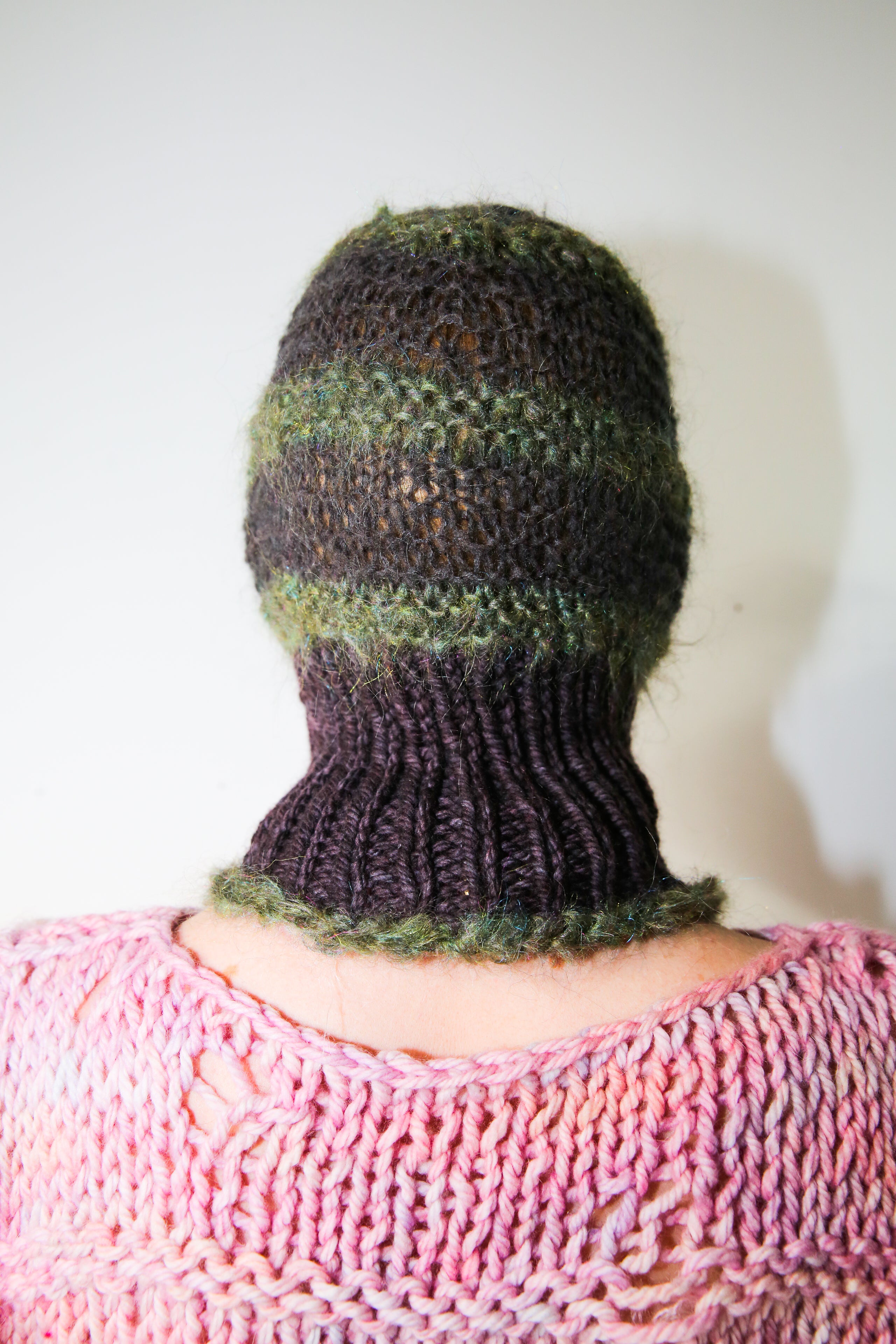 GLITTERY FOREST GREEN, BLACK & PURPLE-BROWN PIERCING BALACLAVA