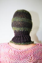 Load image into Gallery viewer, GLITTERY FOREST GREEN, BLACK &amp; PURPLE-BROWN PIERCING BALACLAVA
