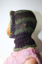 Load image into Gallery viewer, GLITTERY FOREST GREEN, BLACK &amp; PURPLE-BROWN PIERCING BALACLAVA
