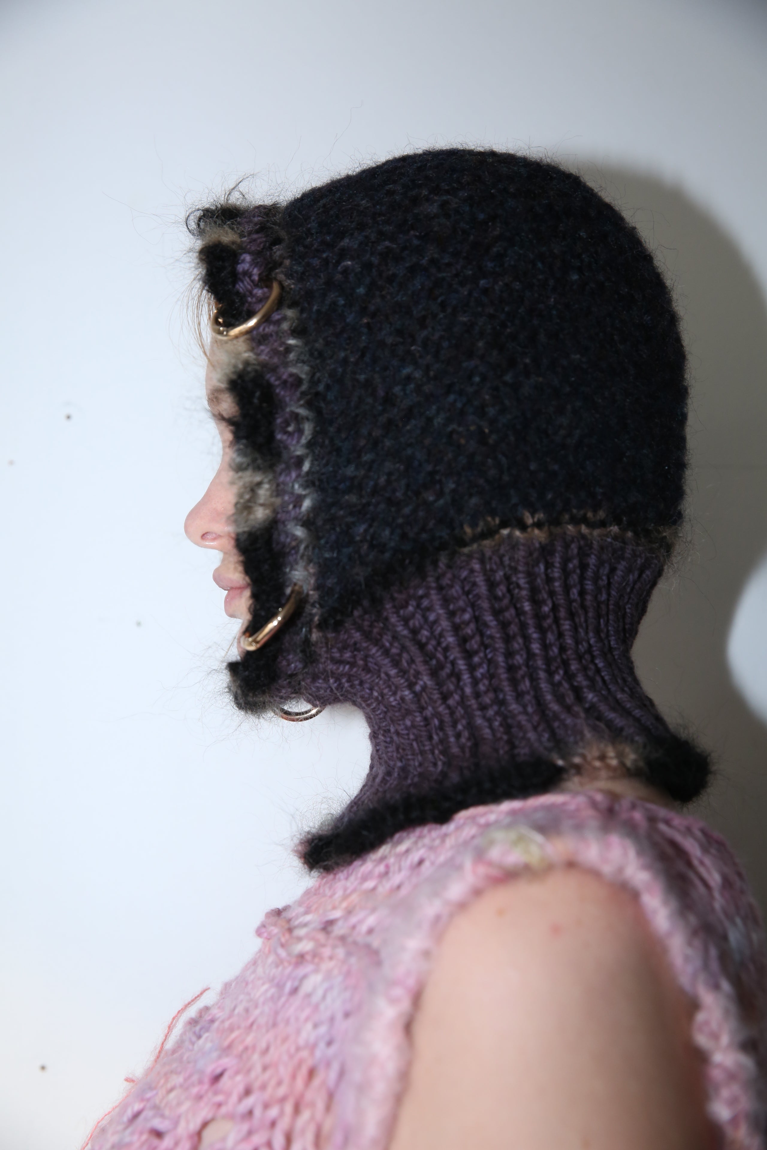 SPACE DYE MIDNIGHT BLUE, MELANGE GREY & PURPLE BROWN PIERCING BALACLAVA