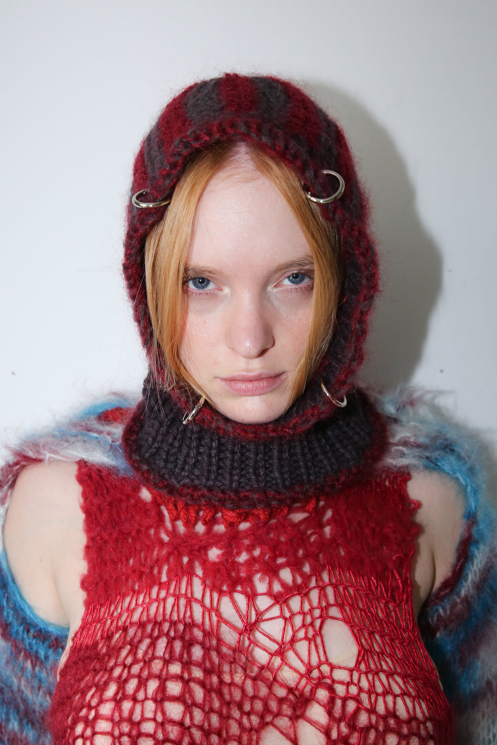 MADE TO ORDER - LIMITED QUANTITIES - CLARET STRIPE PIERCING BALACLAVA