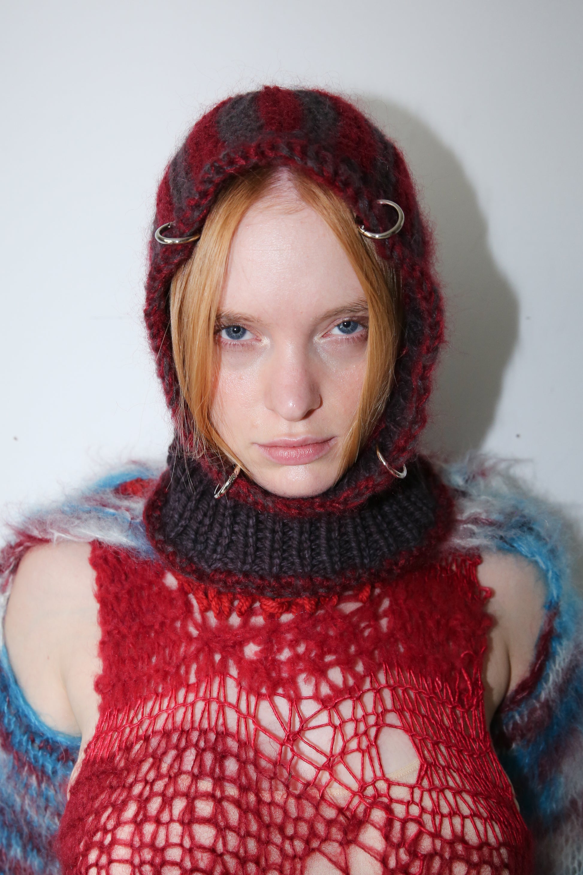 MADE TO ORDER - LIMITED QUANTITIES - CLARET STRIPE PIERCING BALACLAVA