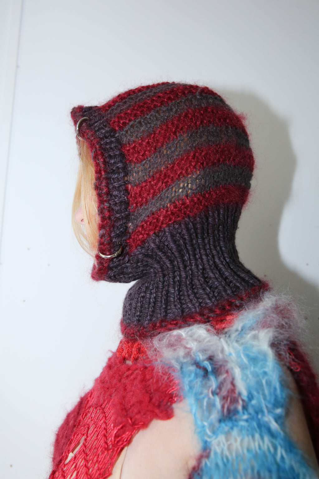 MADE TO ORDER - LIMITED QUANTITIES - CLARET STRIPE PIERCING BALACLAVA