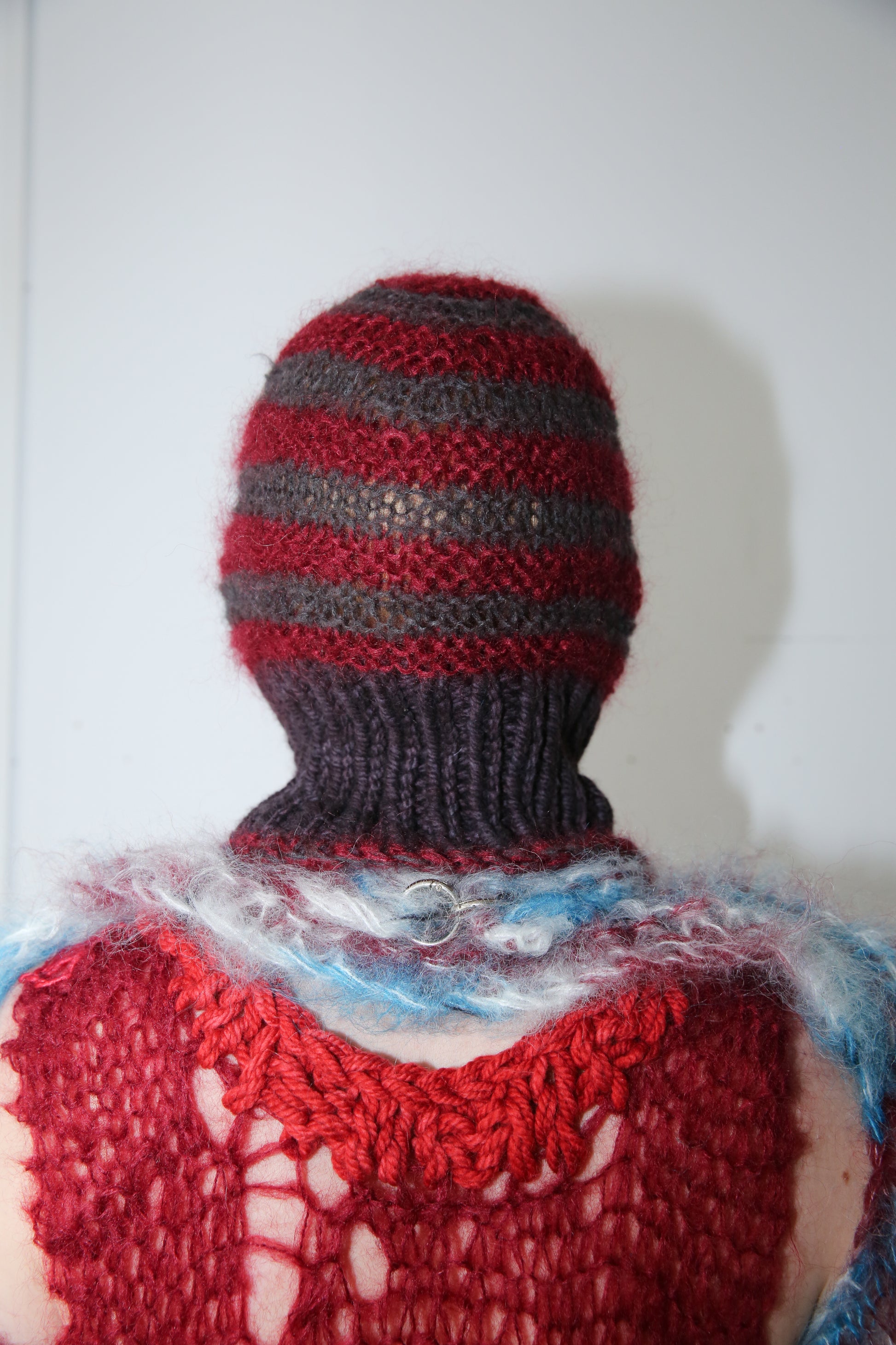 MADE TO ORDER - LIMITED QUANTITIES - CLARET STRIPE PIERCING BALACLAVA