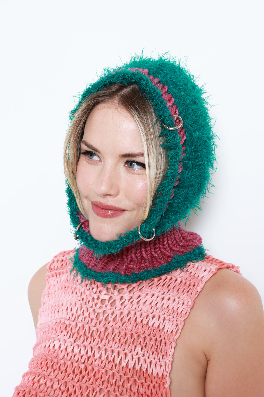 (TWO AVAILABLE) TURQUOISE & HOT PINK FUZZY PIERCING BALACLAVA