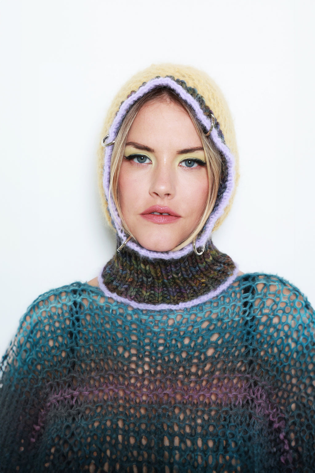 (ONE OF A KIND) BUTTERCUP YELLOW, LILAC & MELANGE PIERCING BALACLAVA