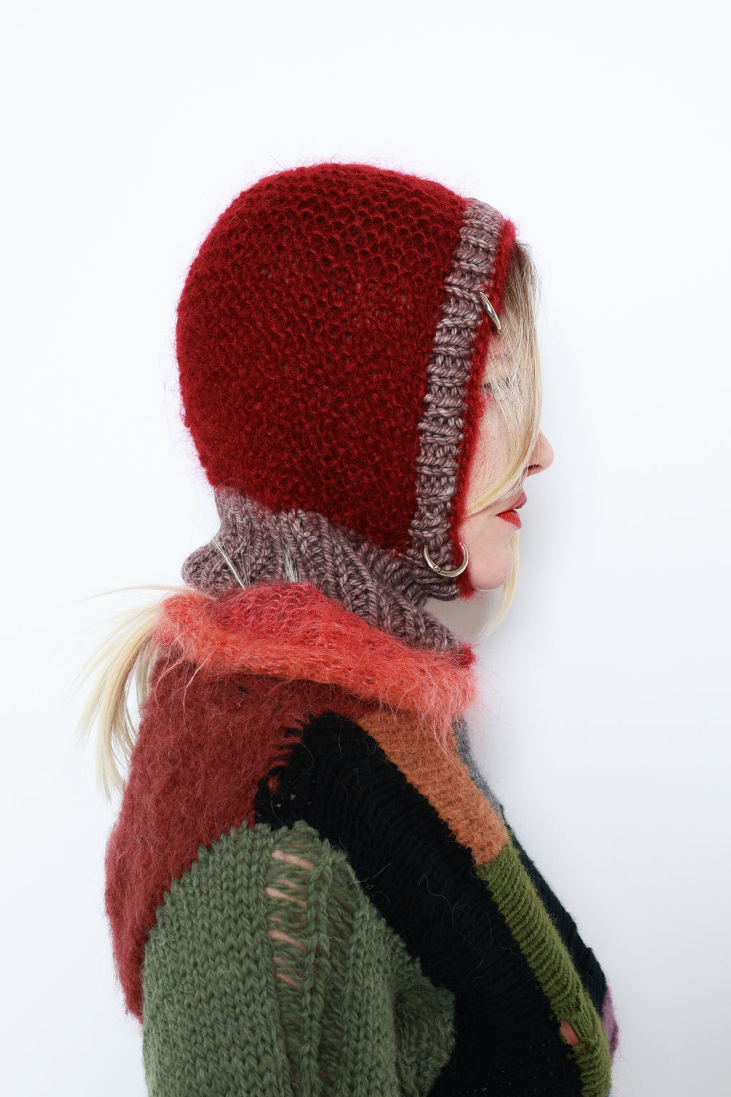 (TWO AVAILABLE) CLARET RED & MELANGE-LIGHT BROWN PIERCING BALACLAVA
