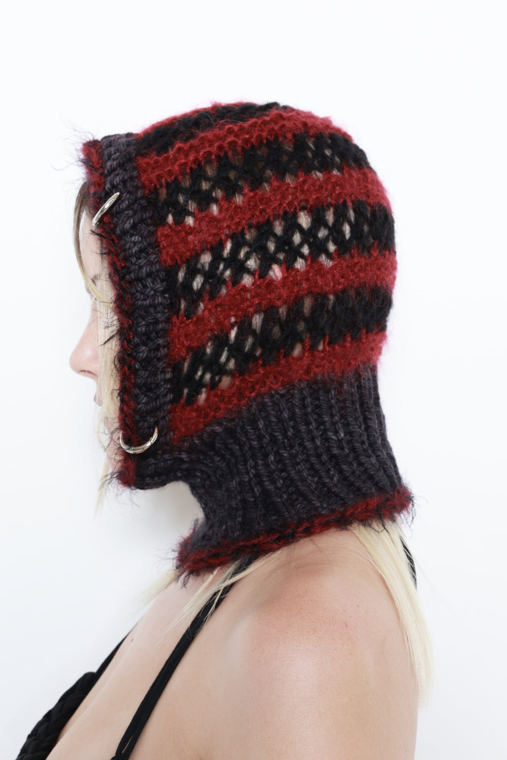 (ONE OF A KIND) CLARET RED, BLACK & GRAPHITE PIERCING BALACLAVA