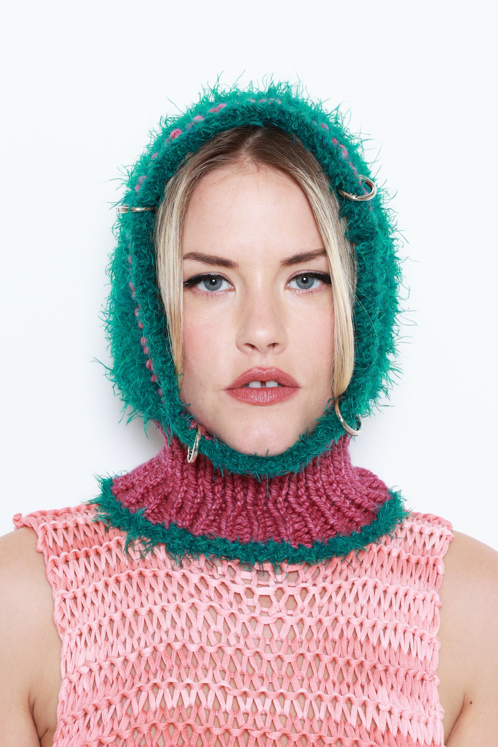 (TWO AVAILABLE) TURQUOISE & HOT PINK FUZZY PIERCING BALACLAVA