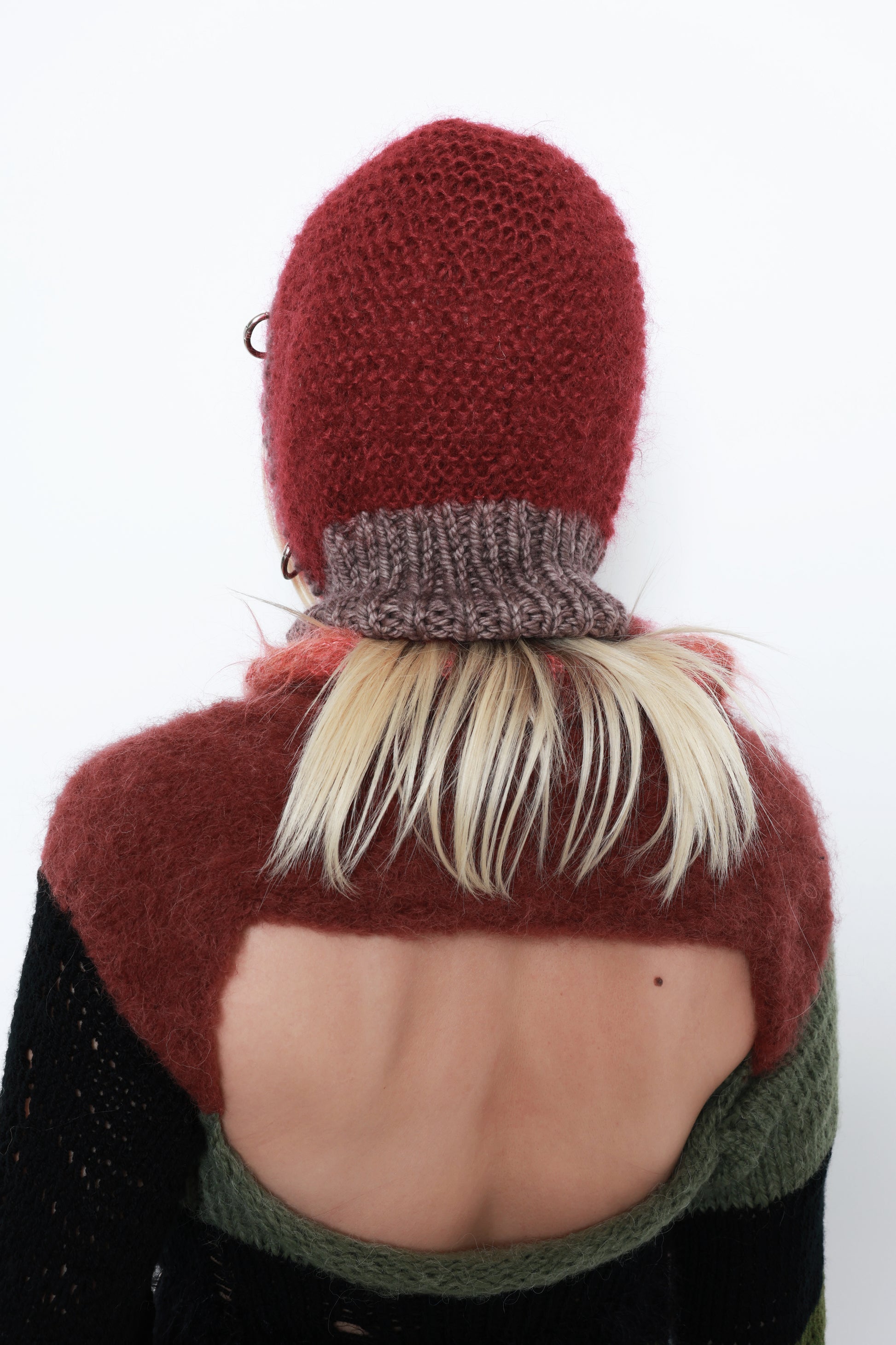 (TWO AVAILABLE) CLARET RED & MELANGE-LIGHT BROWN PIERCING BALACLAVA
