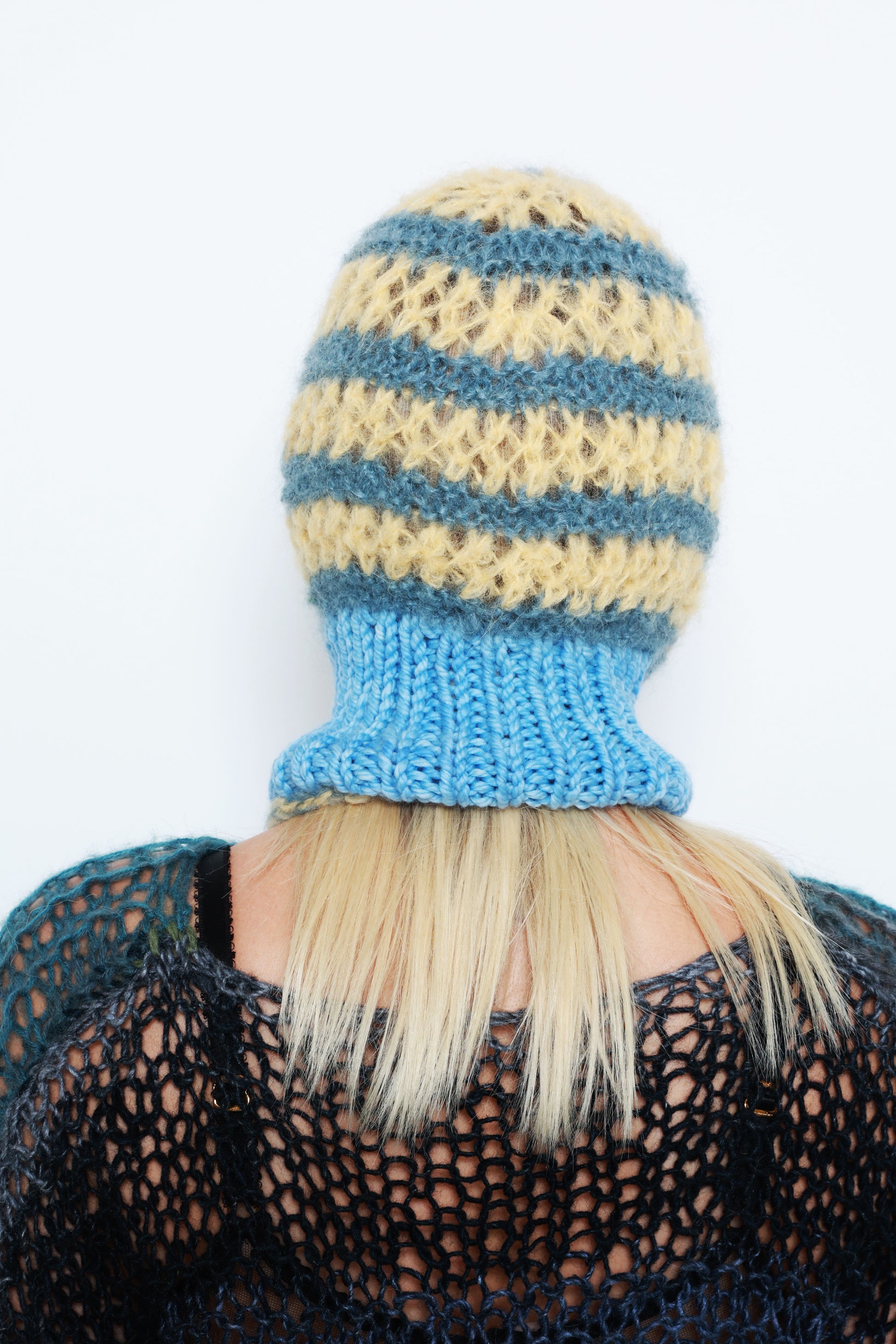 (TWO AVAILABLE) BABY BLUE, TEAL & BUTTERCUP YELLOW STRIPE PIERCING BALACLAVA