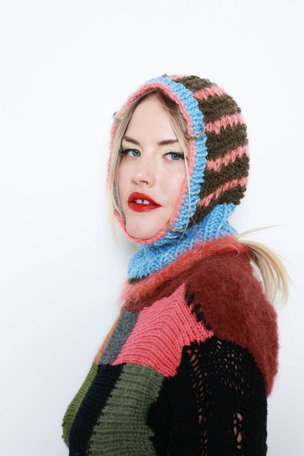 (ONE OF A KIND) BABY BLUE, SALMON & KHAKI PIERCING BALACLAVA