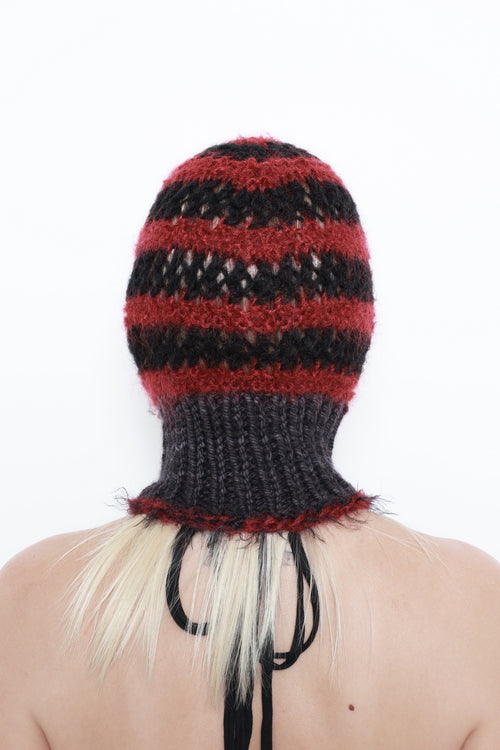 (MADE TO ORDER) CLARET RED, BLACK & GRAPHITE PIERCING BALACLAVA