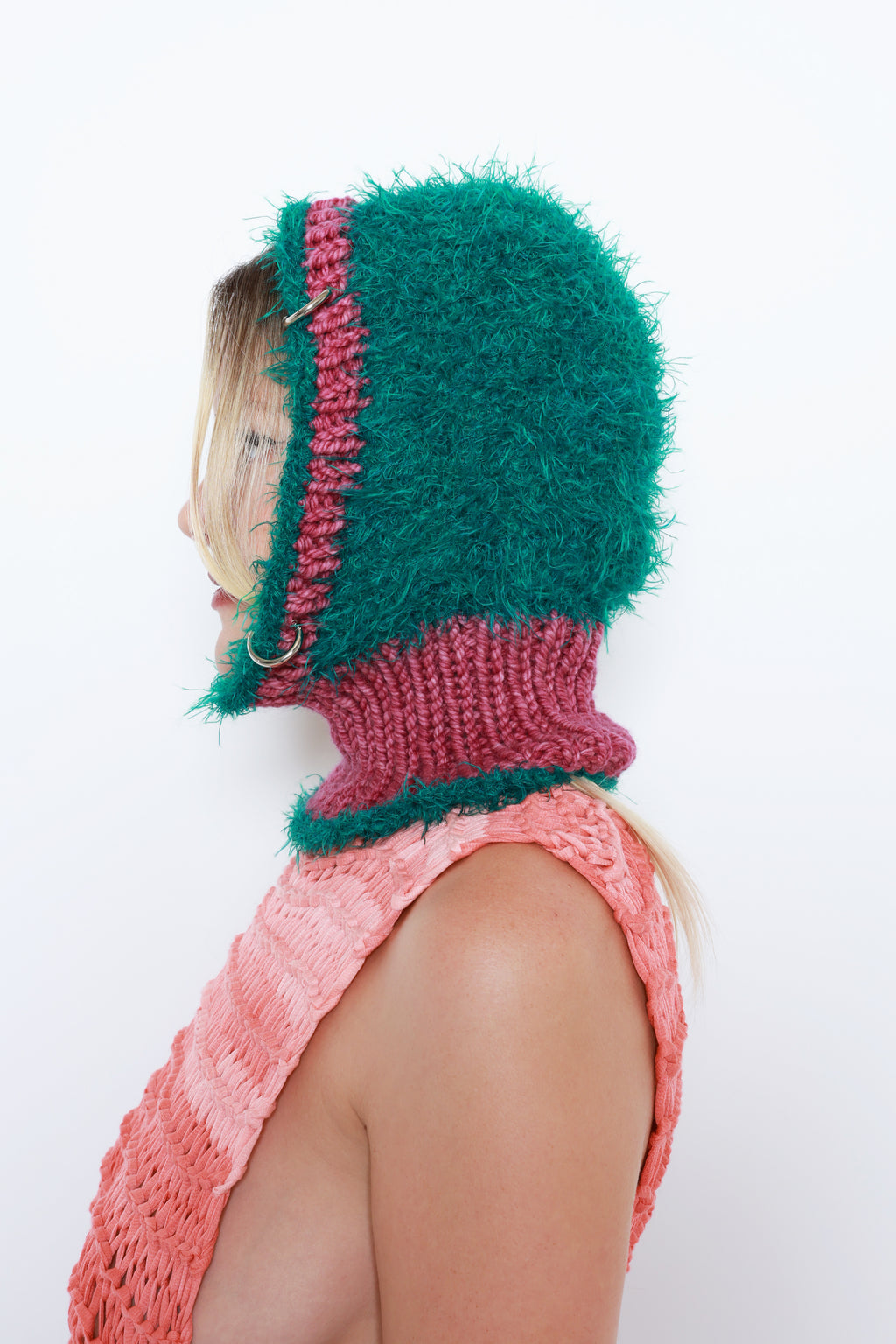 (TWO AVAILABLE) TURQUOISE & HOT PINK FUZZY PIERCING BALACLAVA