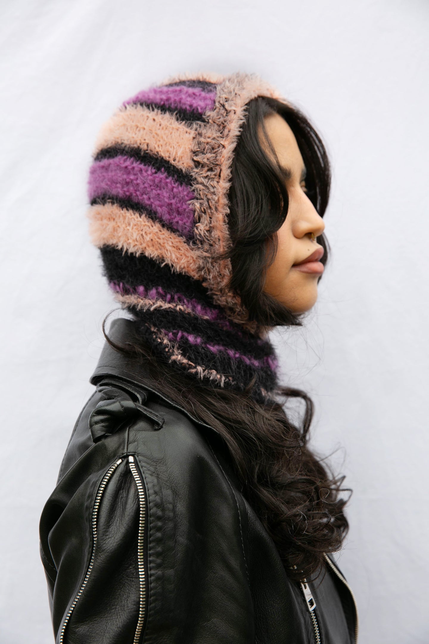 PURPLE, PINK & BLACK FUZZY LIGHTWEIGHT BALACLAVA