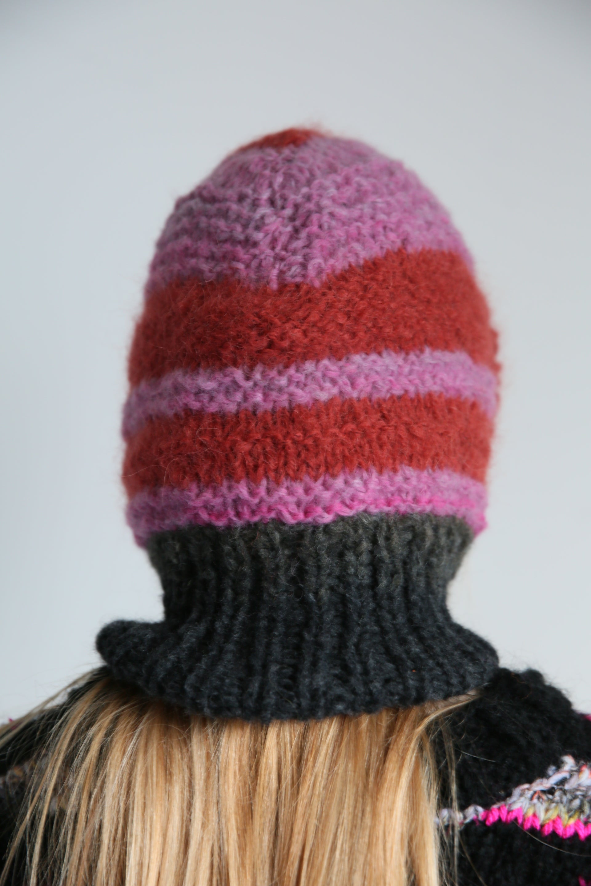 BURNT BRICK & FLIRTY PINK FUZZY BALACLAVA