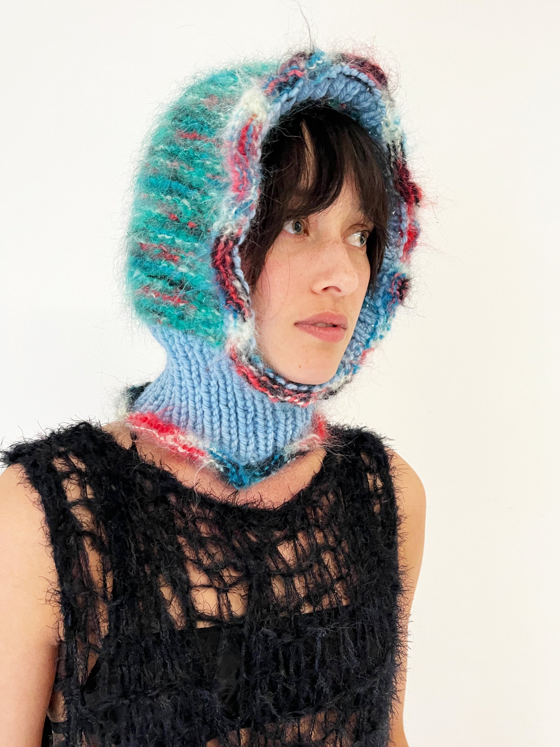 TURQUOISE, BABY BLUE & MULTICOLOUR SPACE DYE BALACLAVA