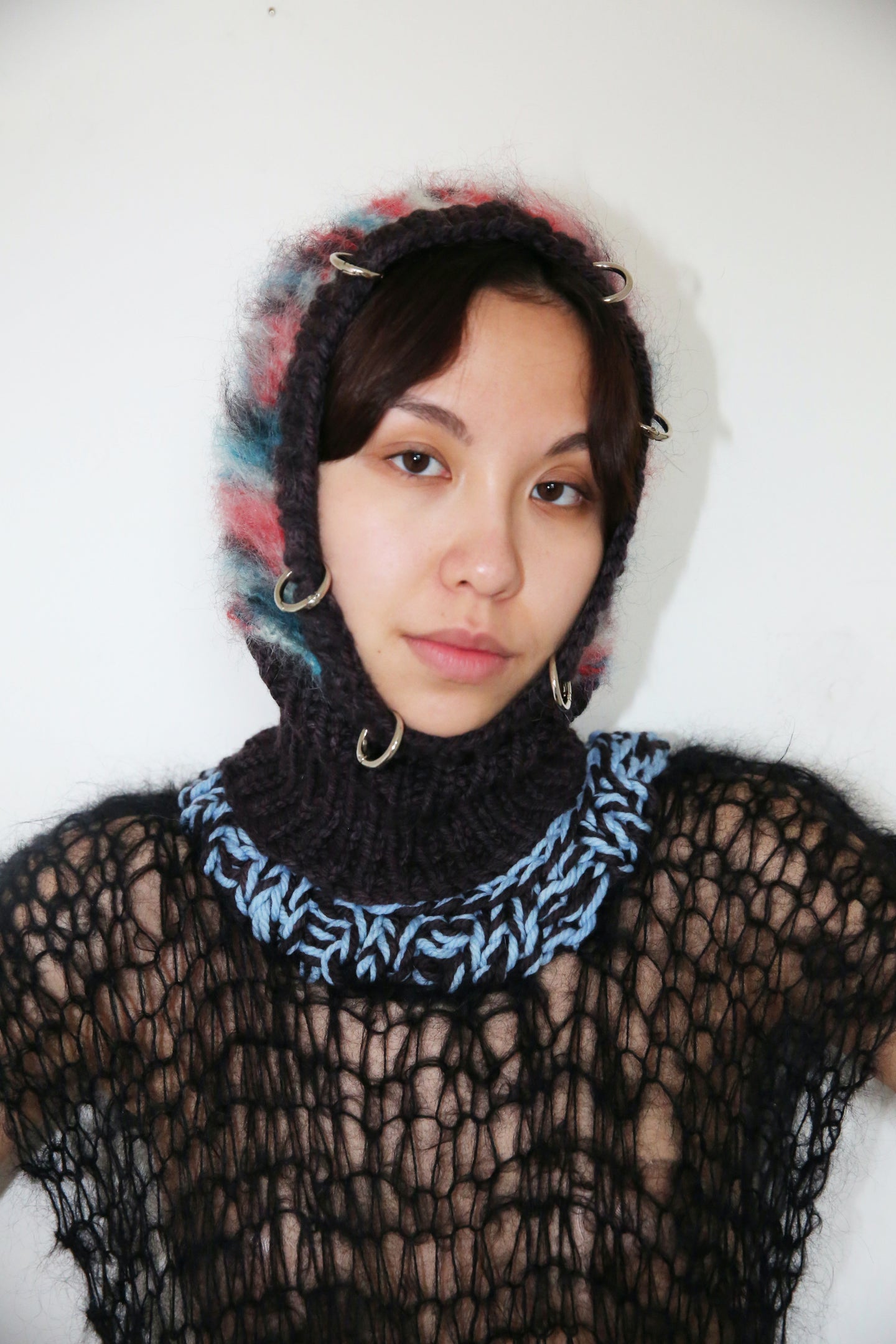 SPACE DYE, BLACK, BLUE & RED PIERCING BALACLAVA