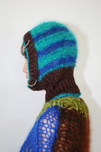 Load image into Gallery viewer, MADE TO ORDER - LIMITED QUANTITIES - TURQUOISE &amp; COBALT STRIPE PIERCING BALACLAVA
