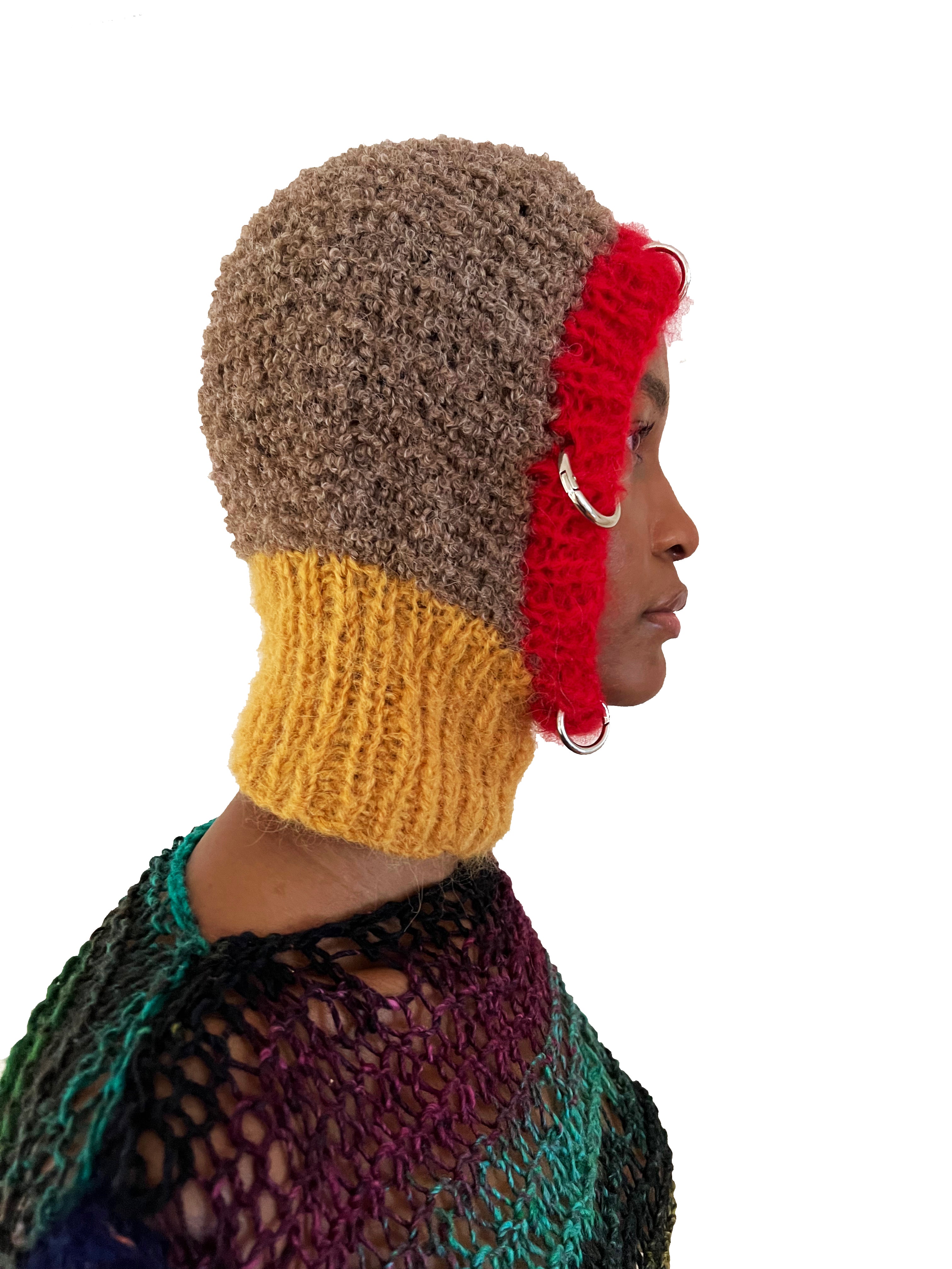RED, BROWN & MUSTARD PIERCING BALACLAVA