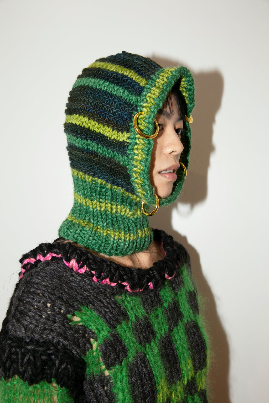 MIDNIGHT BLUE & GREEN STRIPE HEAVYWEIGHT PIERCING BALACLAVA
