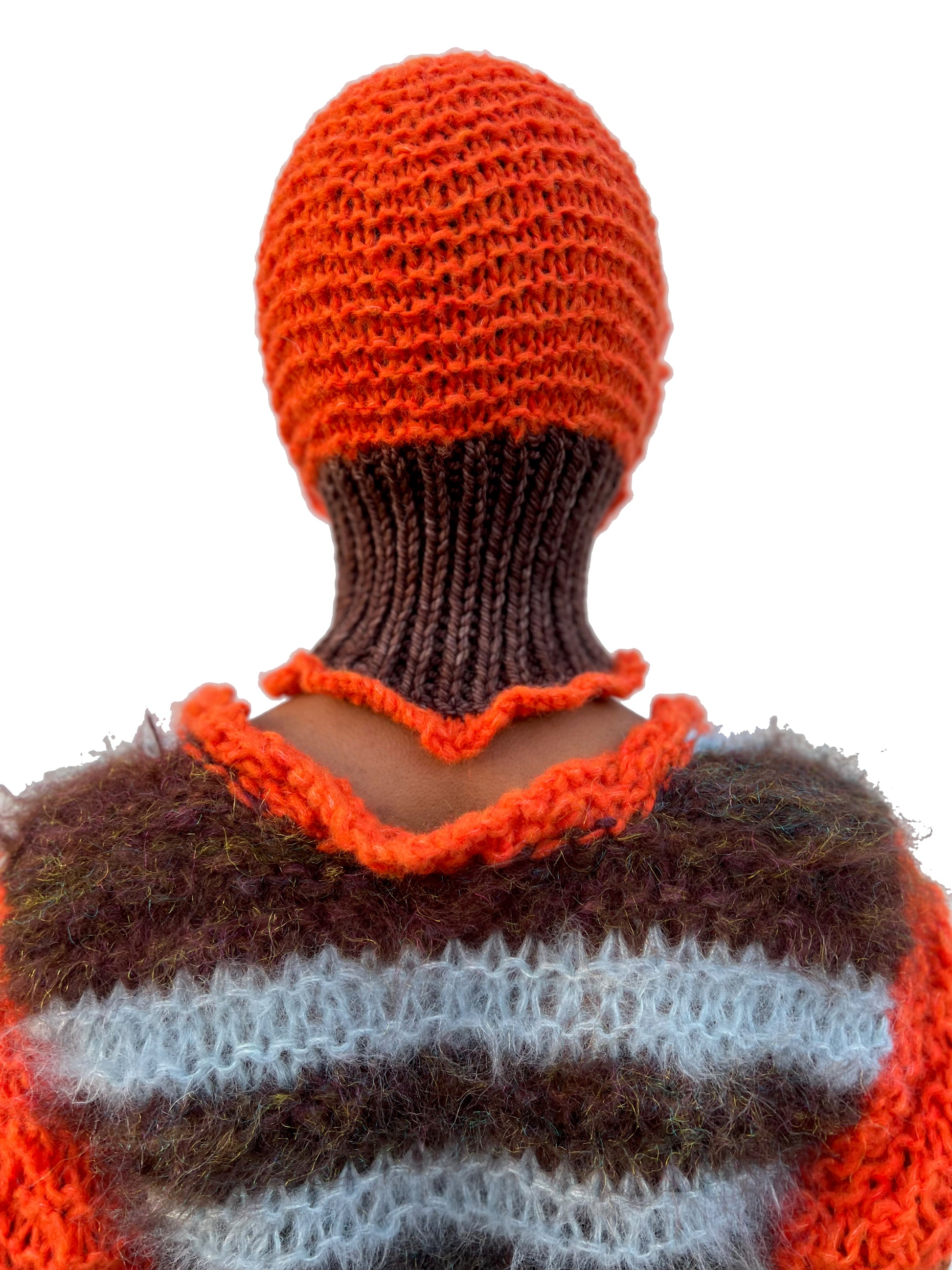 ORANGE AND BROWN HEAVYWEIGHT FRILL BALACLAVA