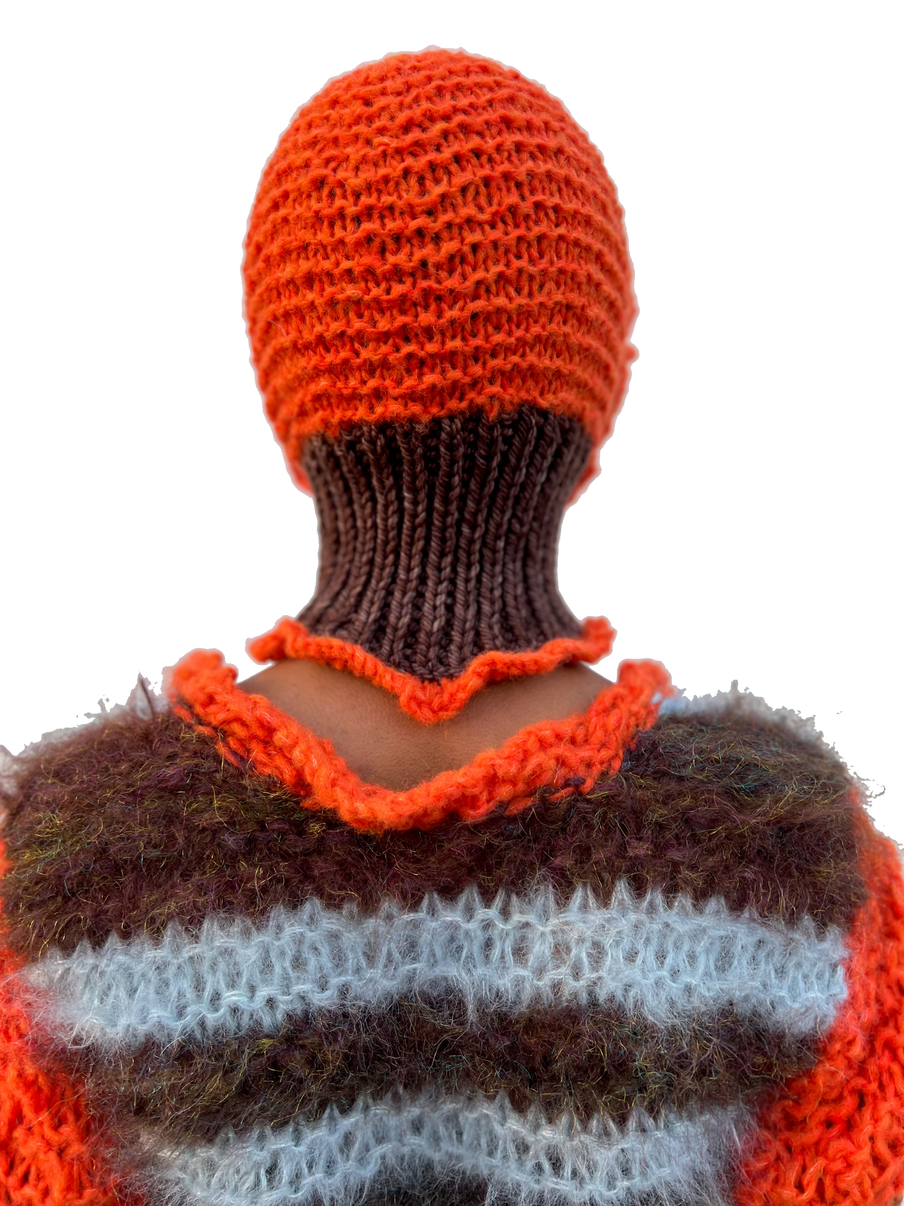 ORANGE AND BROWN HEAVYWEIGHT FRILL BALACLAVA