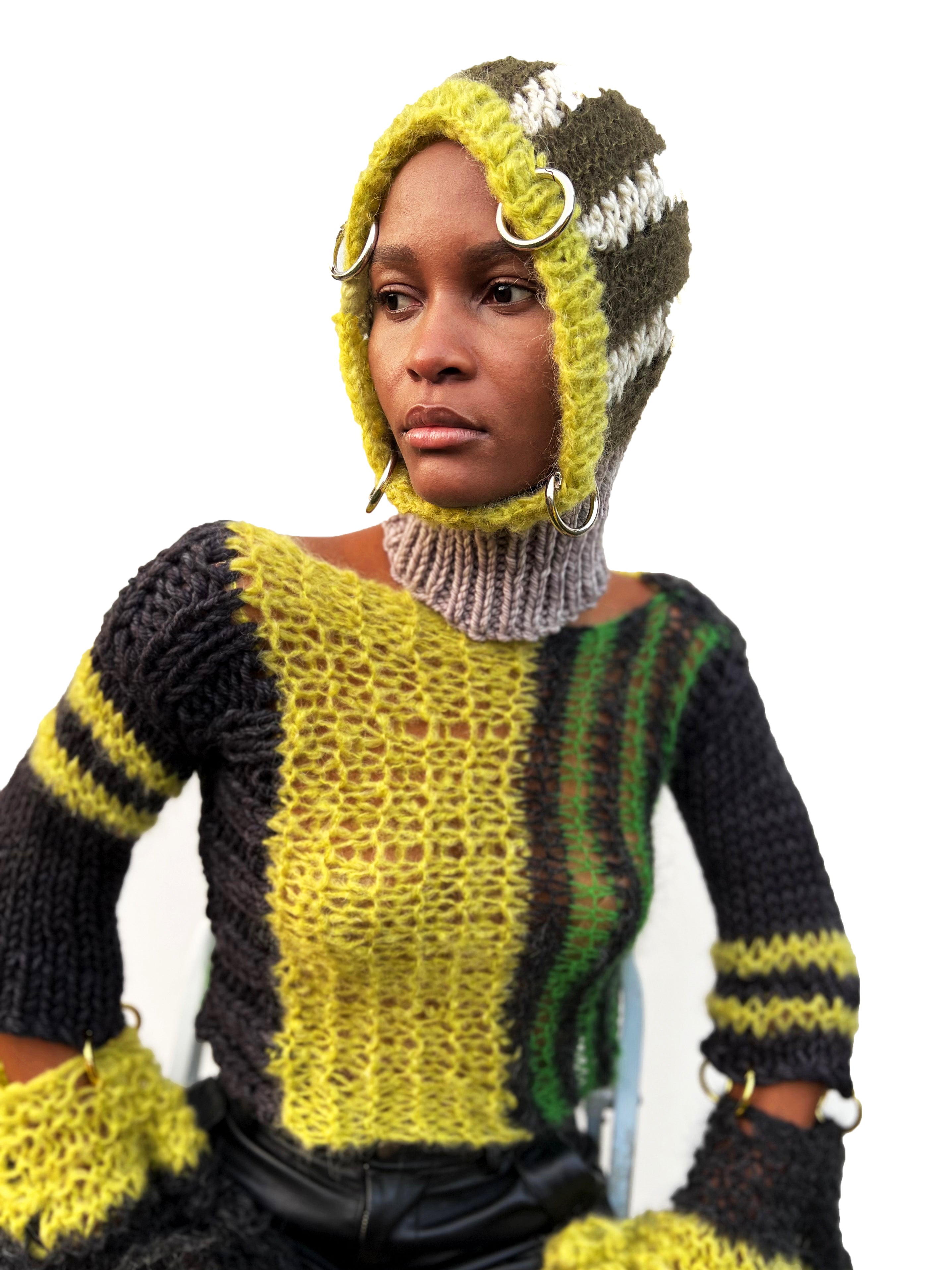 PISTACHIO GREEN, KHAKI & CREAM HEAVYWEIGHT PIERCING BALACLAVA