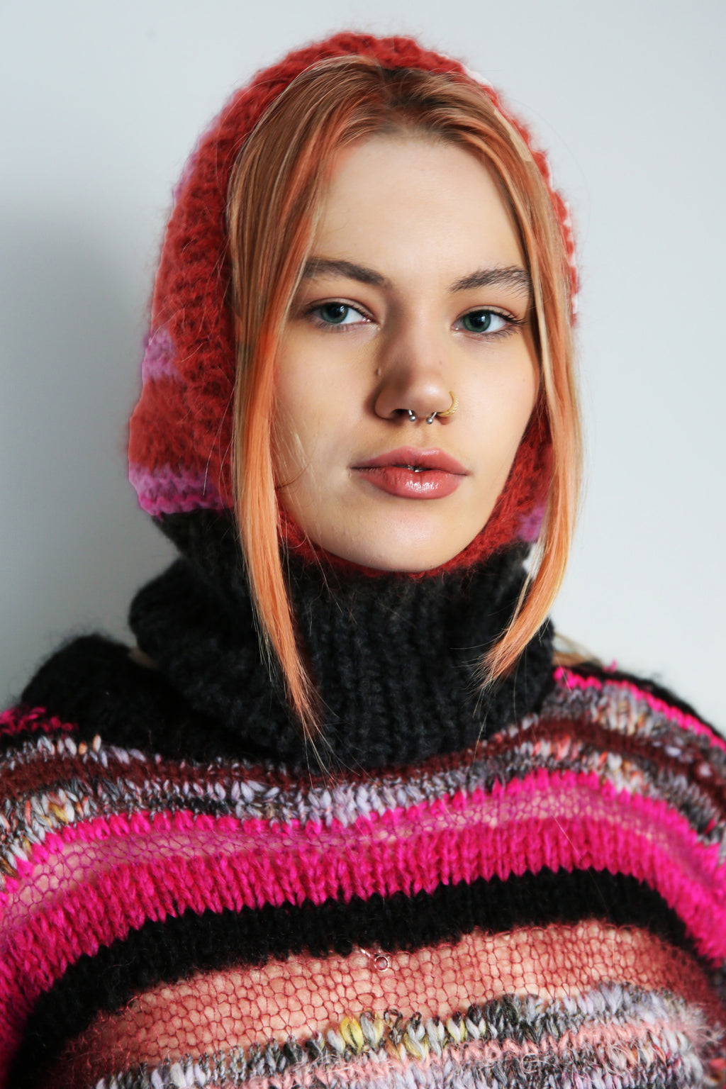 BURNT BRICK & FLIRTY PINK FUZZY BALACLAVA