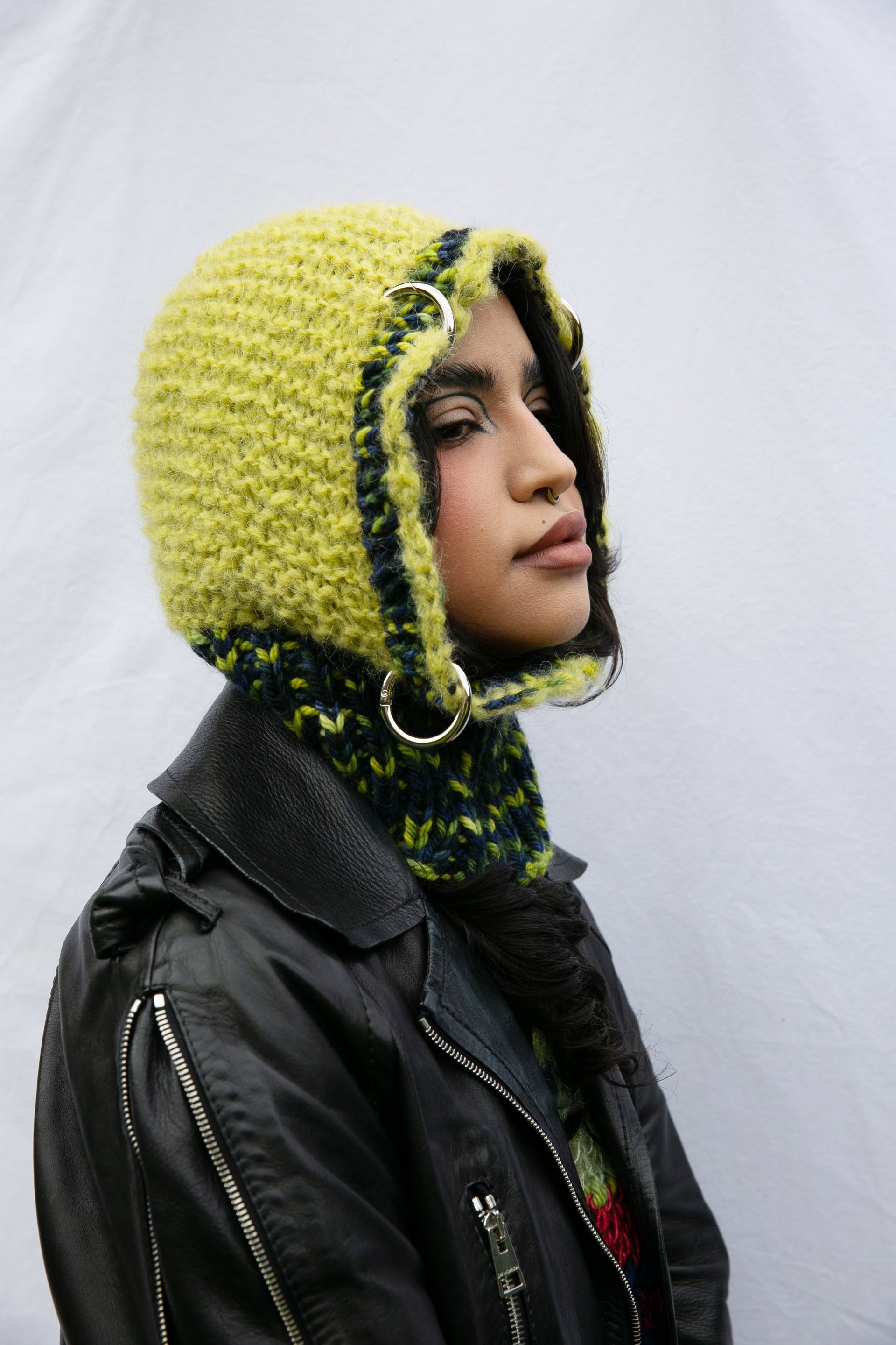 GREEN AND NAVY HOOP BALACLAVA - COMMISSION FOR CHARLEE