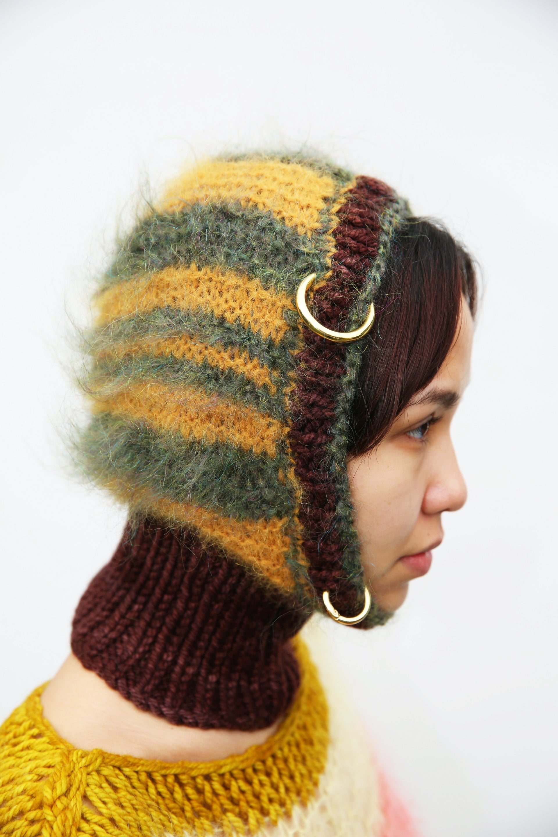 MUSTARD YELLOW & SPARKLY GREEN PIERCING BALACLAVA