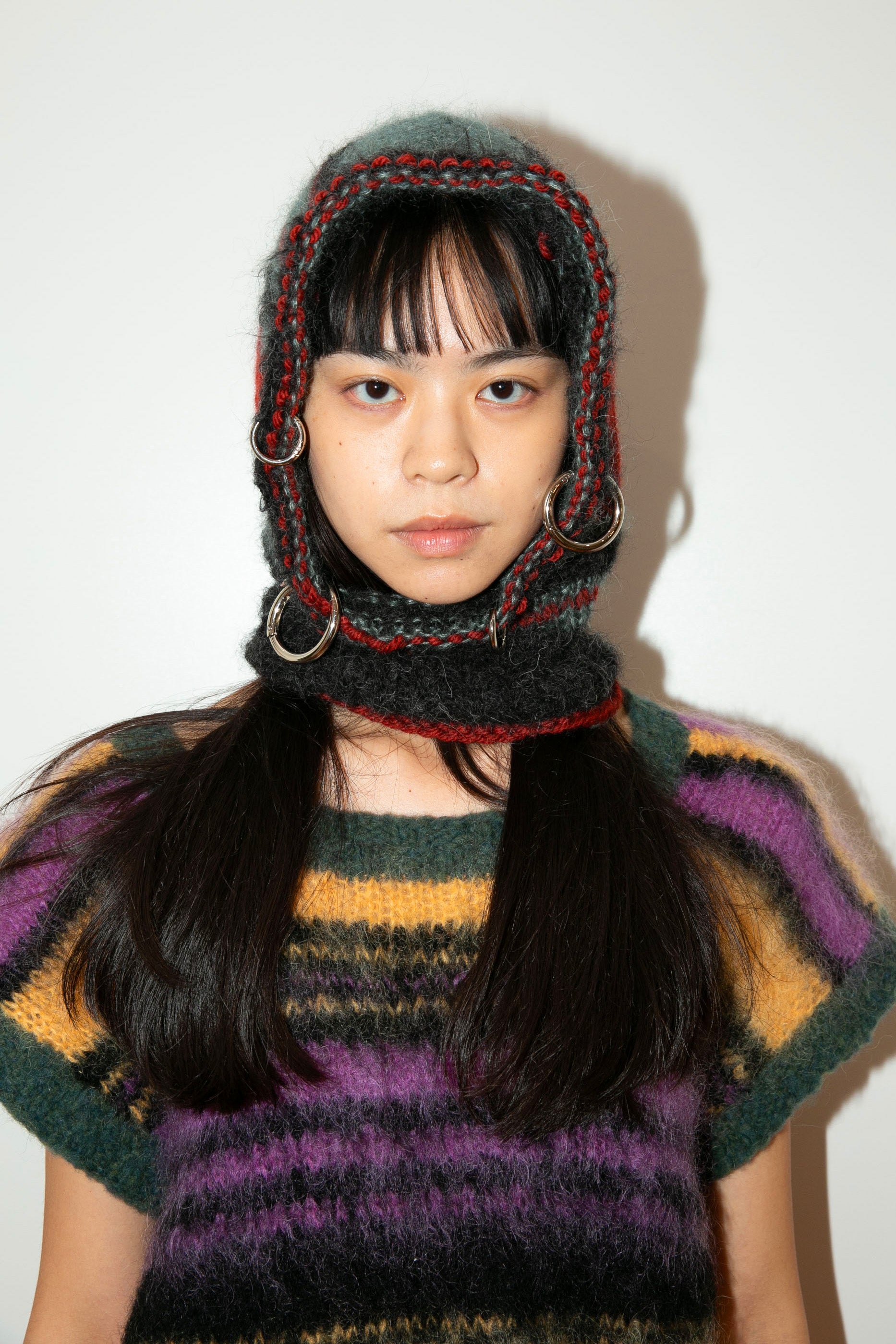 RED, GREY-GREEN AND BLACK HEAVYWEIGHT PIERCING BALACLAVA