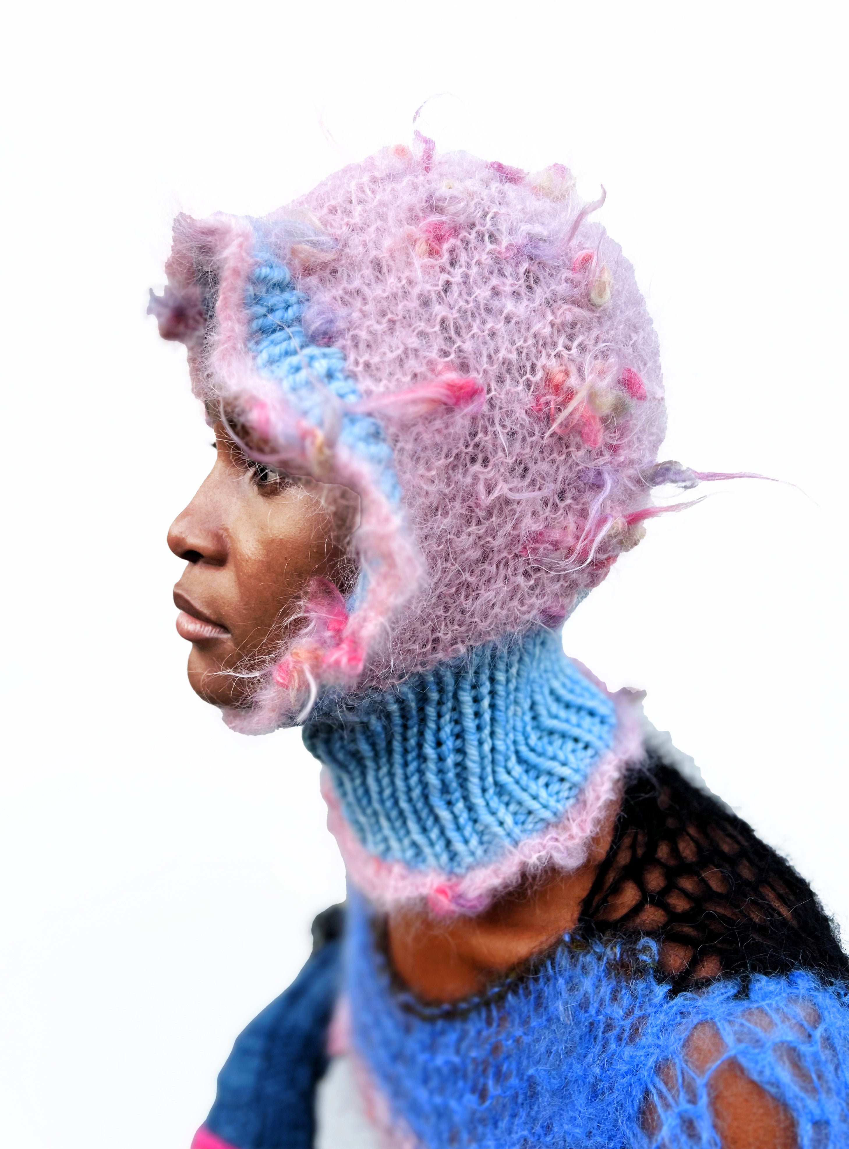 BOBBLY BABY PINK AND SKY BLUE HEAVYWEIGHT FRILL BALACLAVA