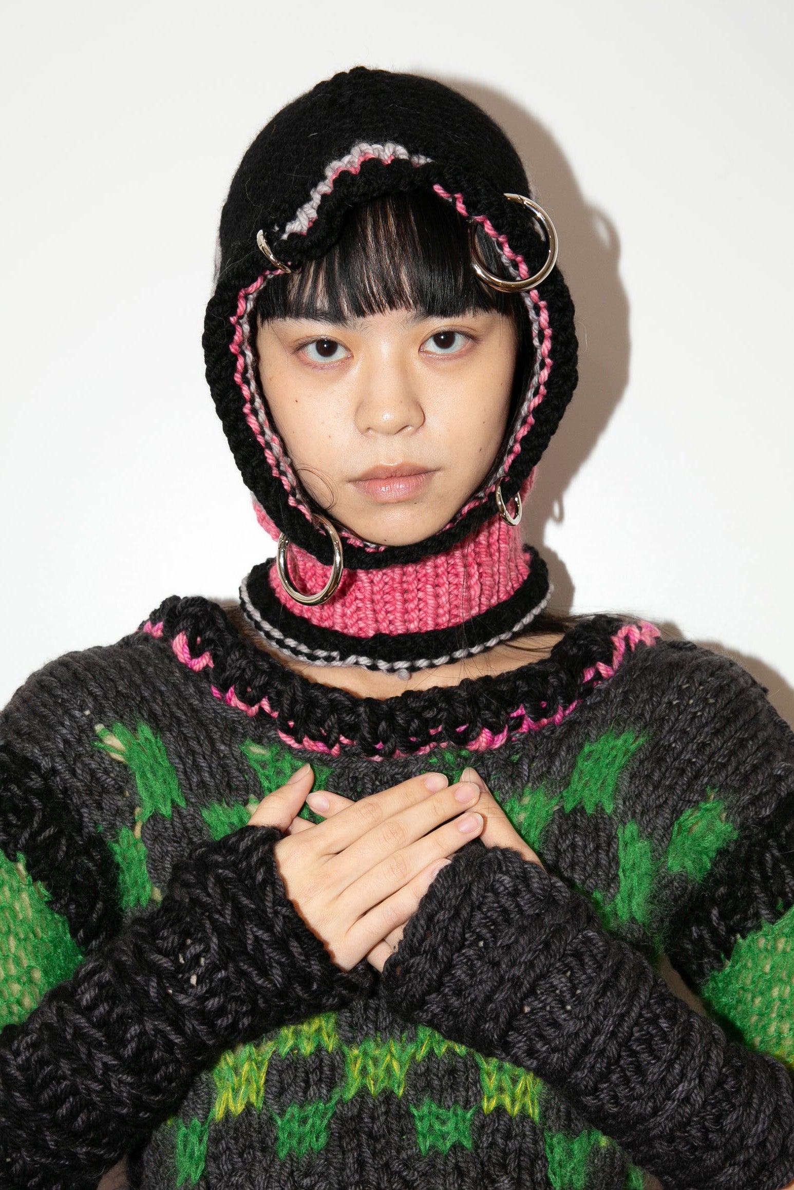 BLACK, HOT PINK & LIGHT GREY HEAVYWEIGHT PIERCING BALACLAVA