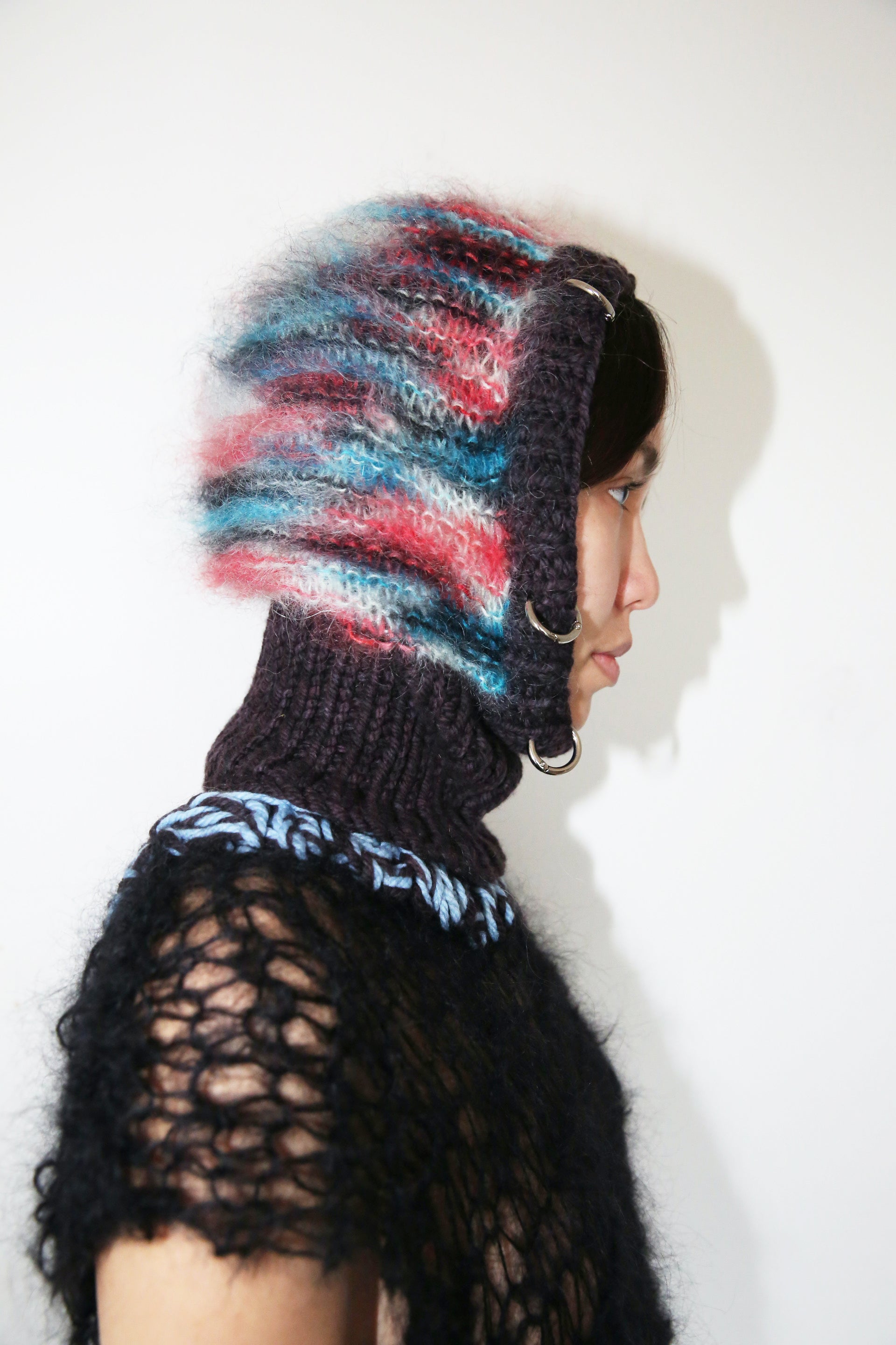 SPACE DYE, BLACK, BLUE & RED PIERCING BALACLAVA