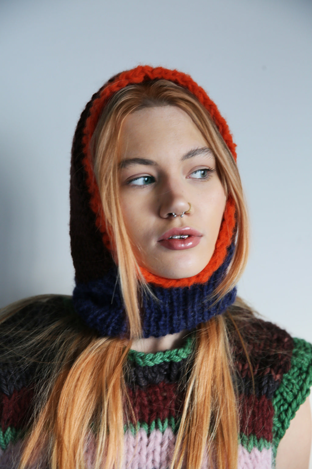 ORANGE, BROWN & DARK BLUE BALACLAVA