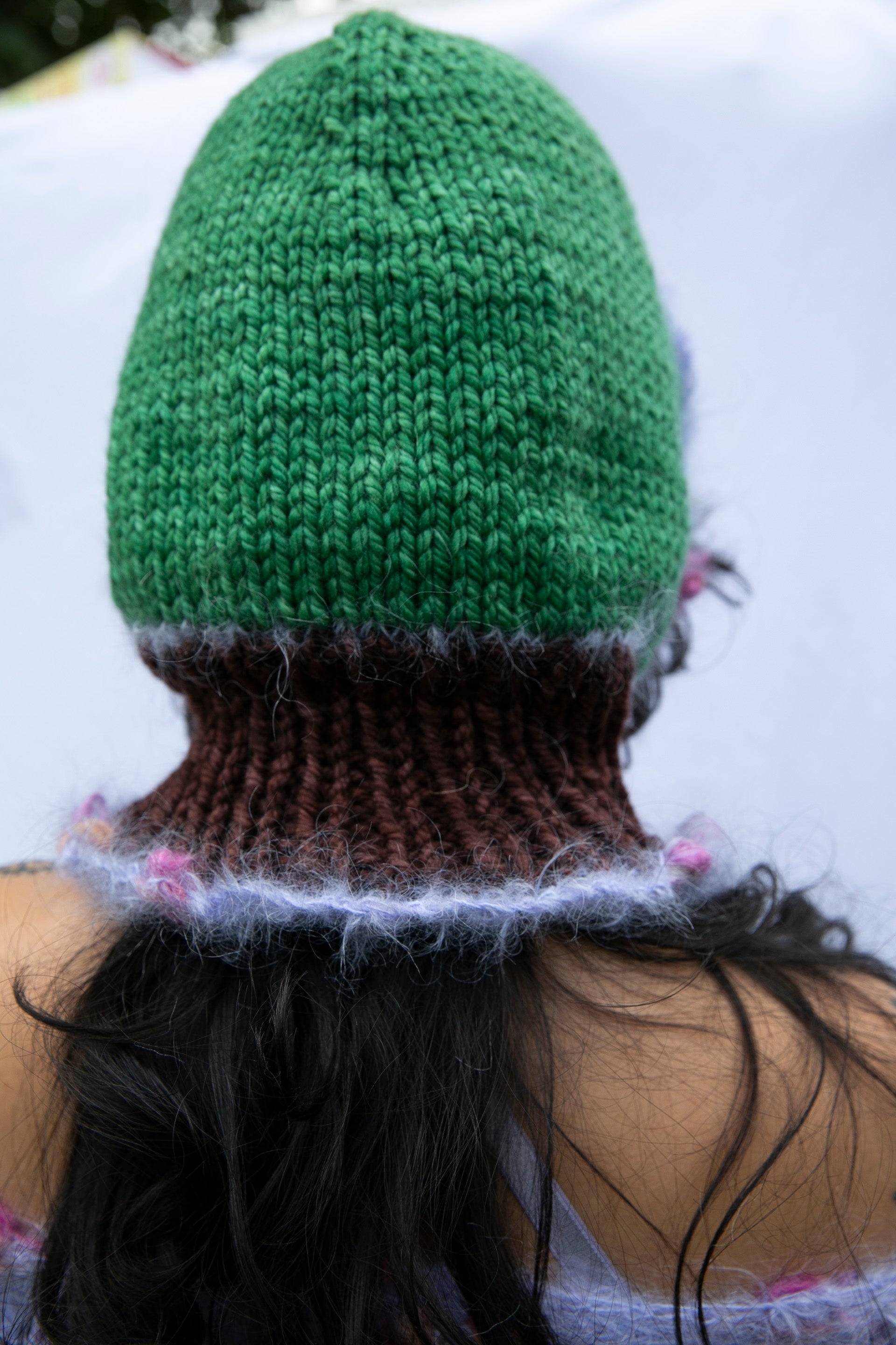 LILAC, BROWN & GREEN HEAVYWEIGHT FRILL BALACLAVA